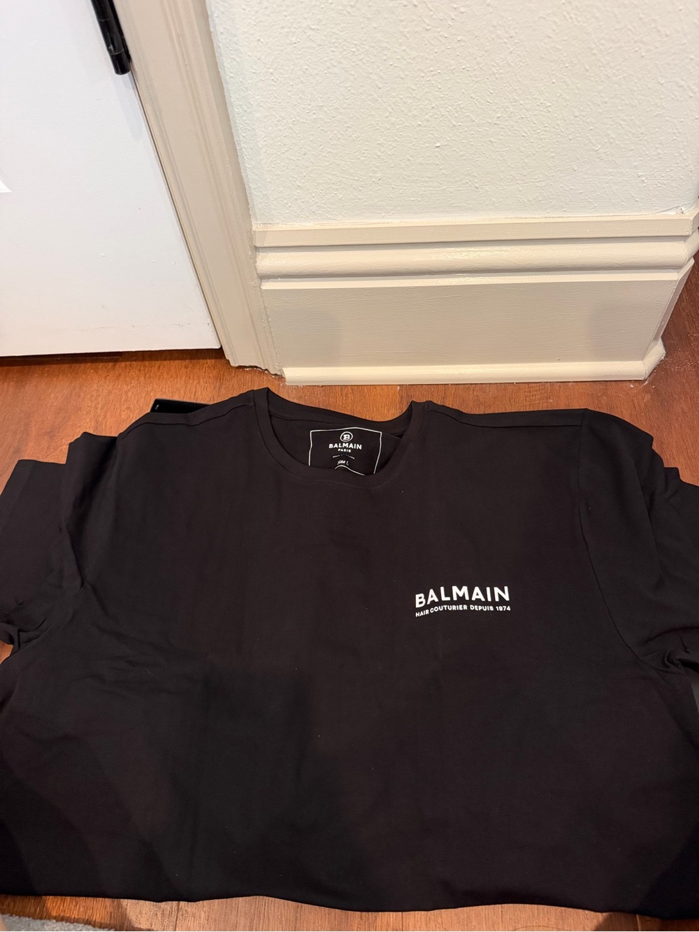 Balmain Black Logo Crewneck T-Shirt in large